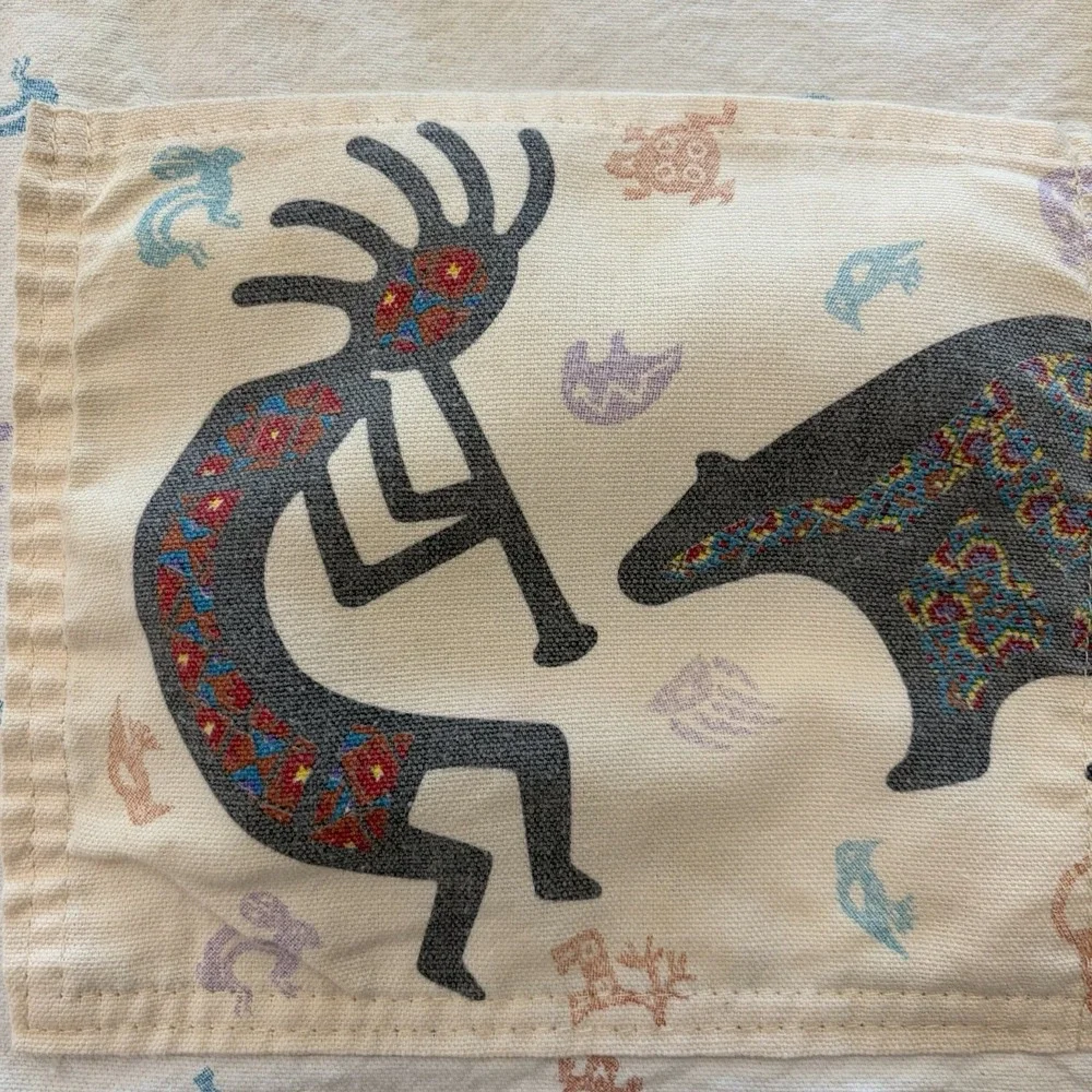 Vintage Kokopelli Apron Southwestern Aztec Print Cottage Kitchen Decor